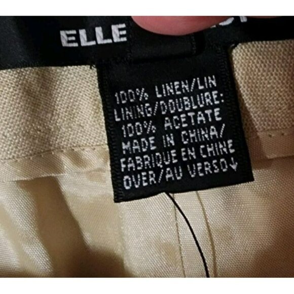 Ellen Tracy Women Size 14 100% Linen Dress Pants Pleated Beige High Rise - Picture 5 of 6